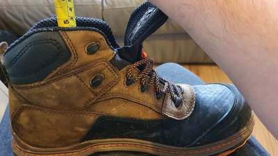 A pair of Wolverine work boots