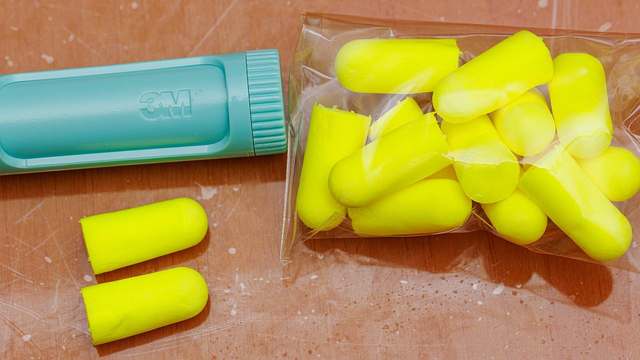 Yellow foam earplugs