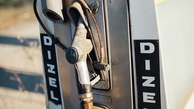 A fuel hose at a pump